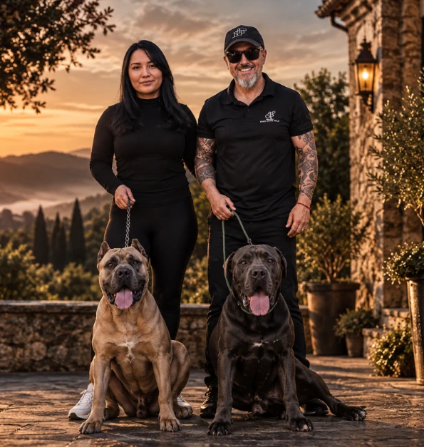 Marco e Vanessa com dois Cane Corso do Canil Santa Paula